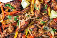 Sheet Pan Chicken Fajitas Recipe with Peppers and Onions