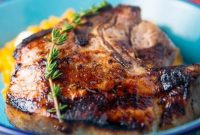 Maple-Brined Pork Chops Grilled on the Big Green Egg