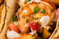 Cast Iron Skillet Shrimp Fajitas with Bell Peppers
