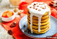 Gluten Free Carrot Cake Pancakes with Maple Yogurt or Cream Cheese Sauce