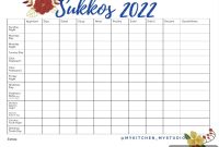 Printable Sukkot Menu Template 2022
