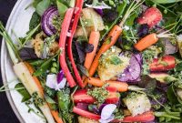 Spring Pea and Carrot Salad with Carrot Top Pesto