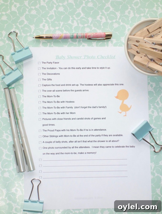 Free Printable Baby Shower Photo Checklist