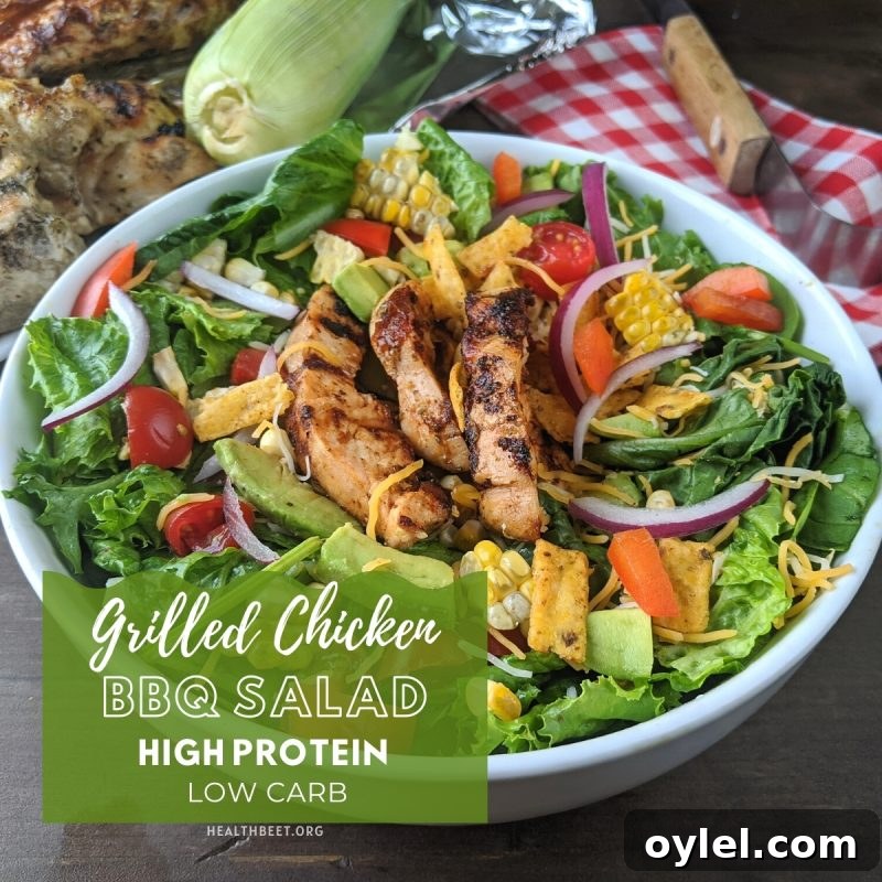 high protein low carb grilled chicken BBQ salad