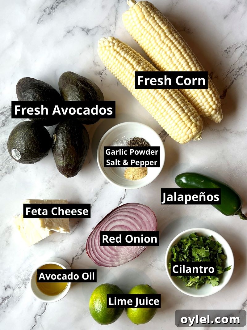 Guacamole with corn and feta