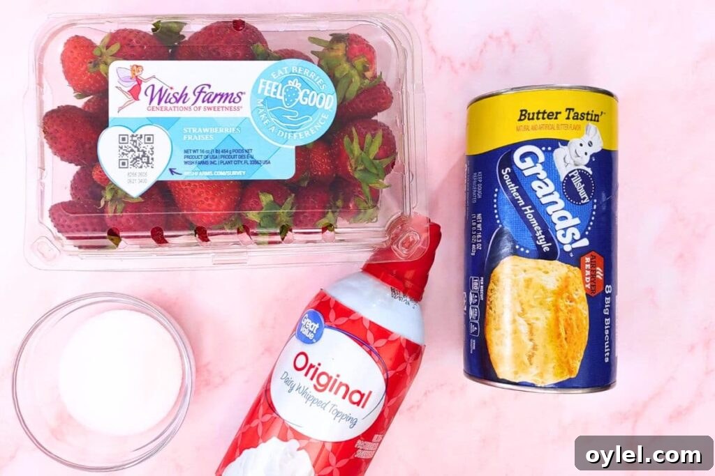 ingredients to make air fryer strawberry shortcake