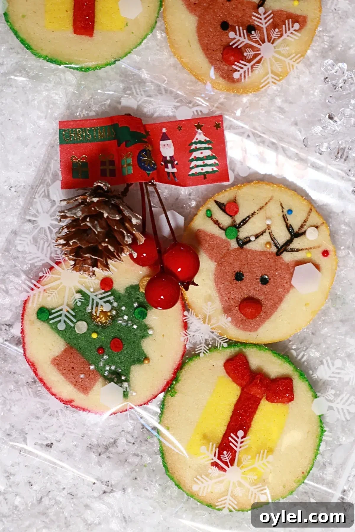 Slice-and-Bake Christmas Cookie Recipe: Tree, Reindeer, Gift Box 3 3 kinds of homemade slice-and-bake Christmas cookies in a gift bag