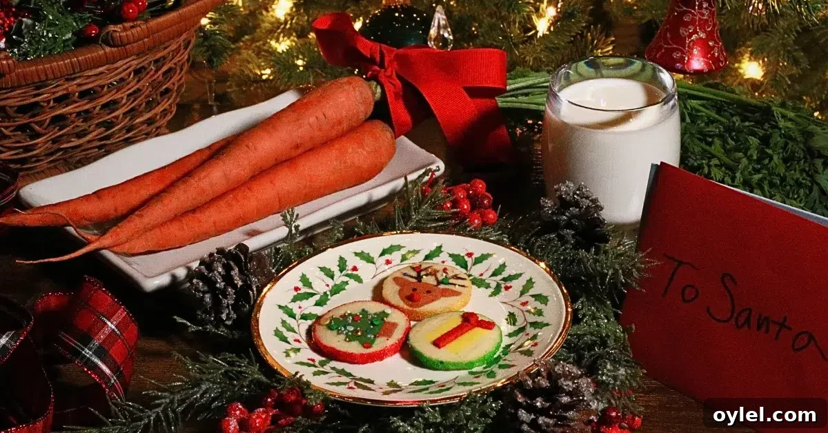 Slice-and-Bake Christmas Cookie Recipe: Tree, Reindeer, Gift Box 5 slice-and-bake Christmas cookies on a plate set up for Santa