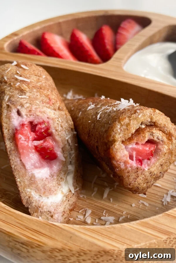 Moist Yogurt Plum Cake Recipe 7 Strawberry cheesecake rollups served with sliced strawberries and yogurt