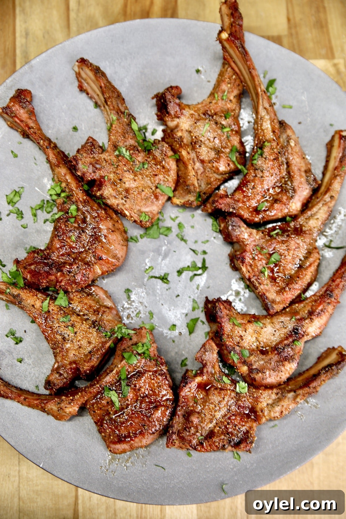 Platter of grilled venison chops.