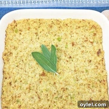 Classic Southern Cornbread Dressing Recipe 10 southern cornbread dressing in square white casserole dish