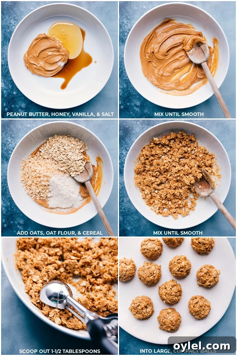 Process shots-- making No-Bake Healthy Breakfast Cookies