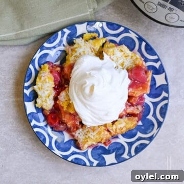 plate of crock pot tropical dump cake.