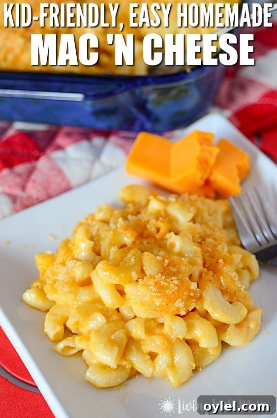 kid-friendly, easy homemade mac 'n cheese pin image