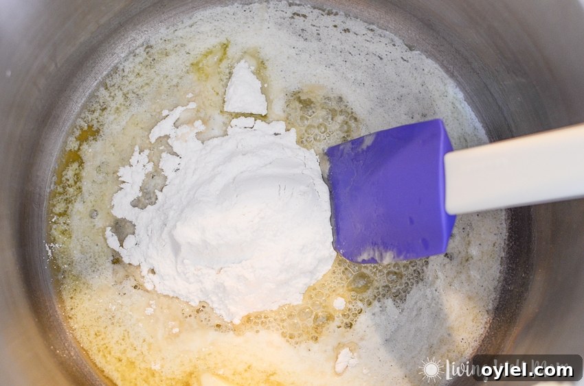 melted butter and flour in a pan 