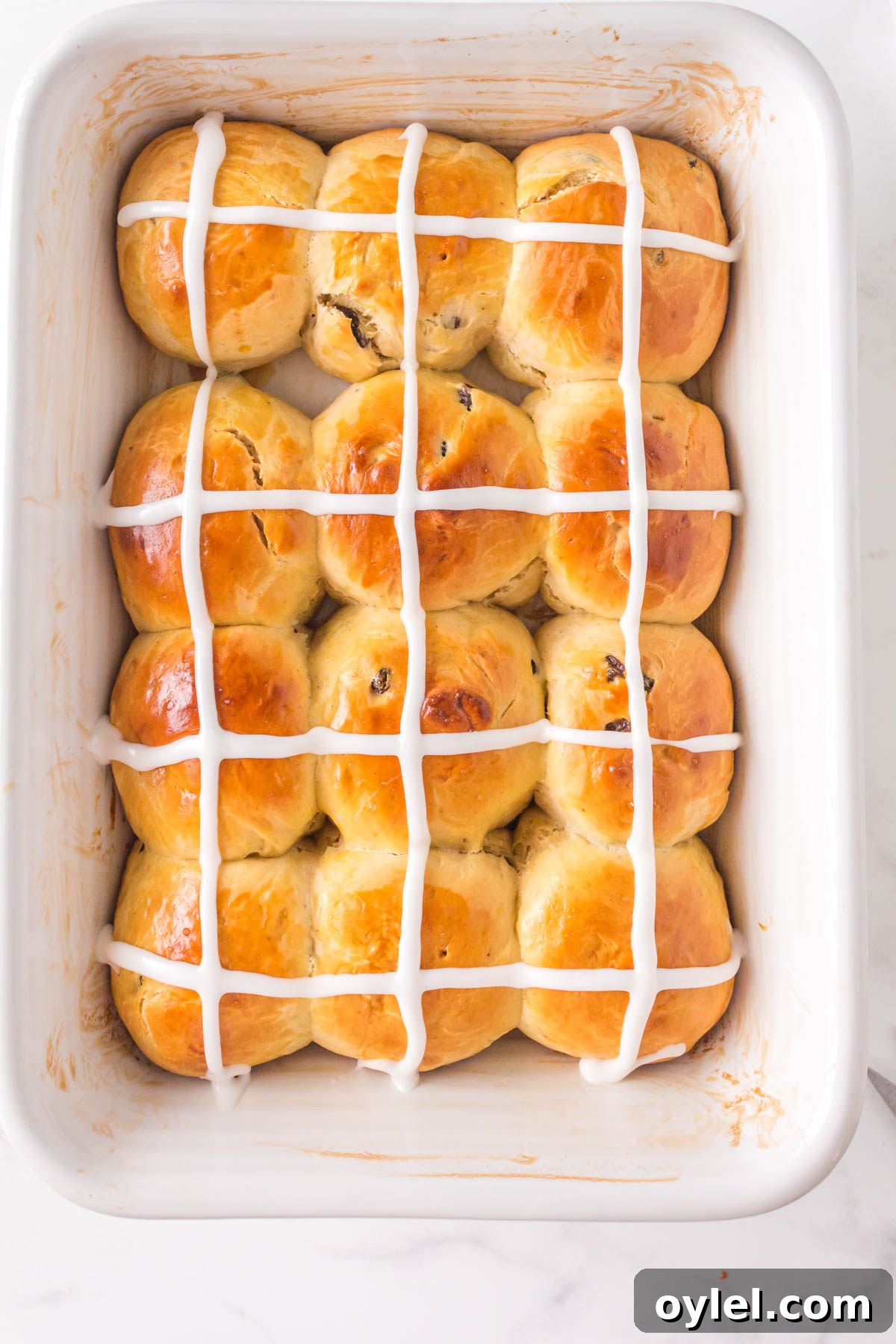Homemade Hot Cross Buns Recipe for Easter 6 Full pan of Easter Buns