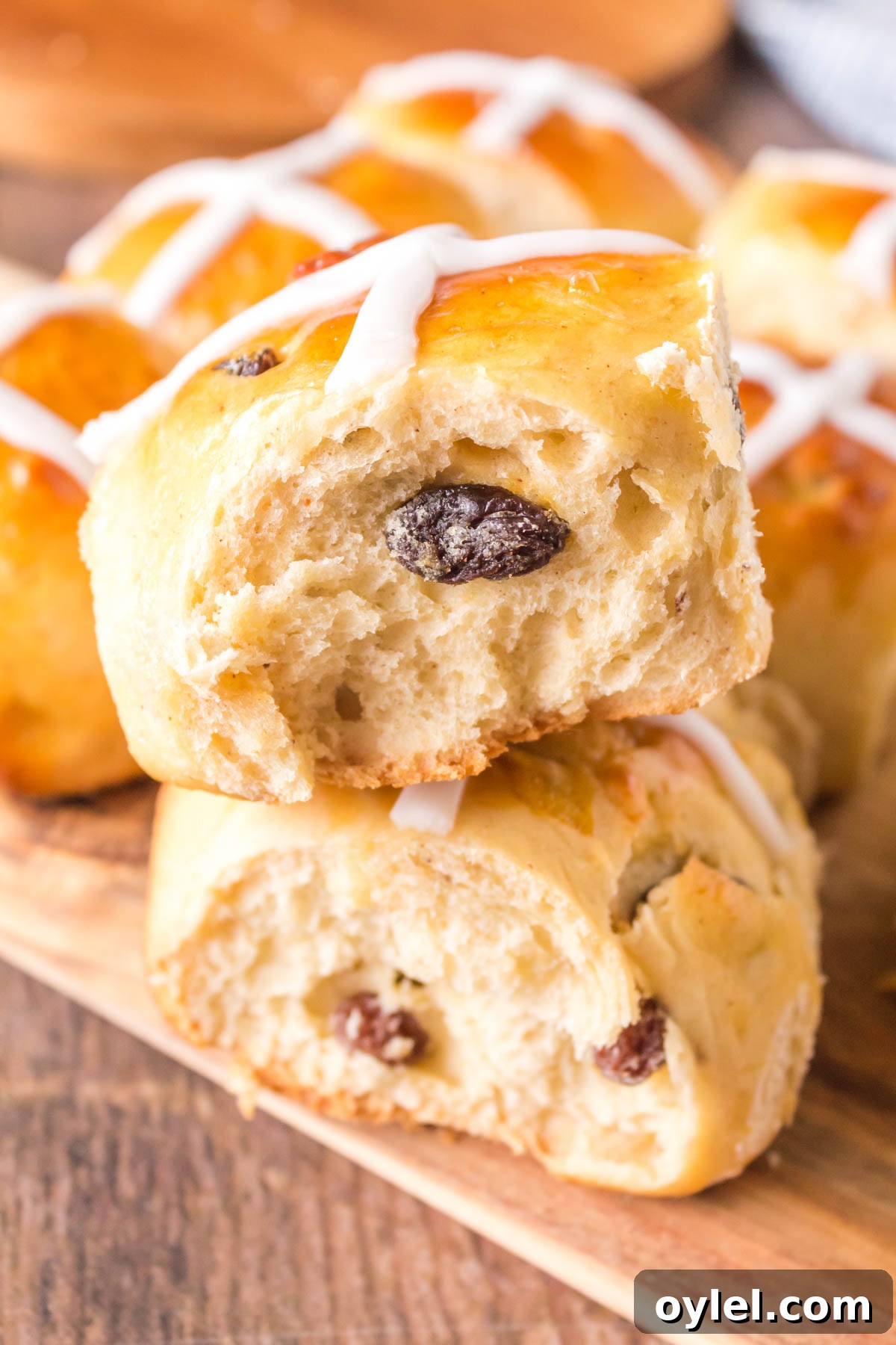 Homemade Hot Cross Buns Recipe for Easter 8 Closeup of roll.