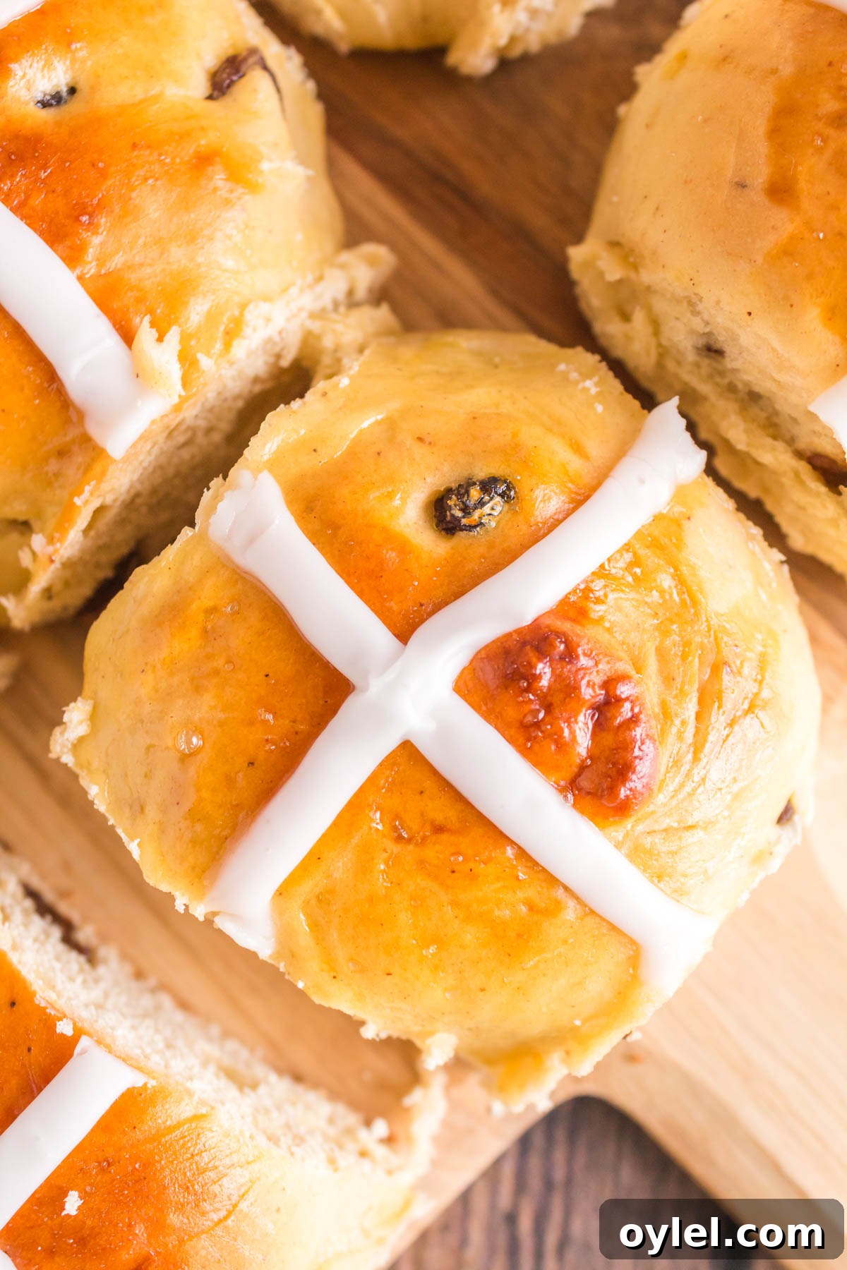 Homemade Hot Cross Buns Recipe for Easter 10 Top Down View of Easter Bun