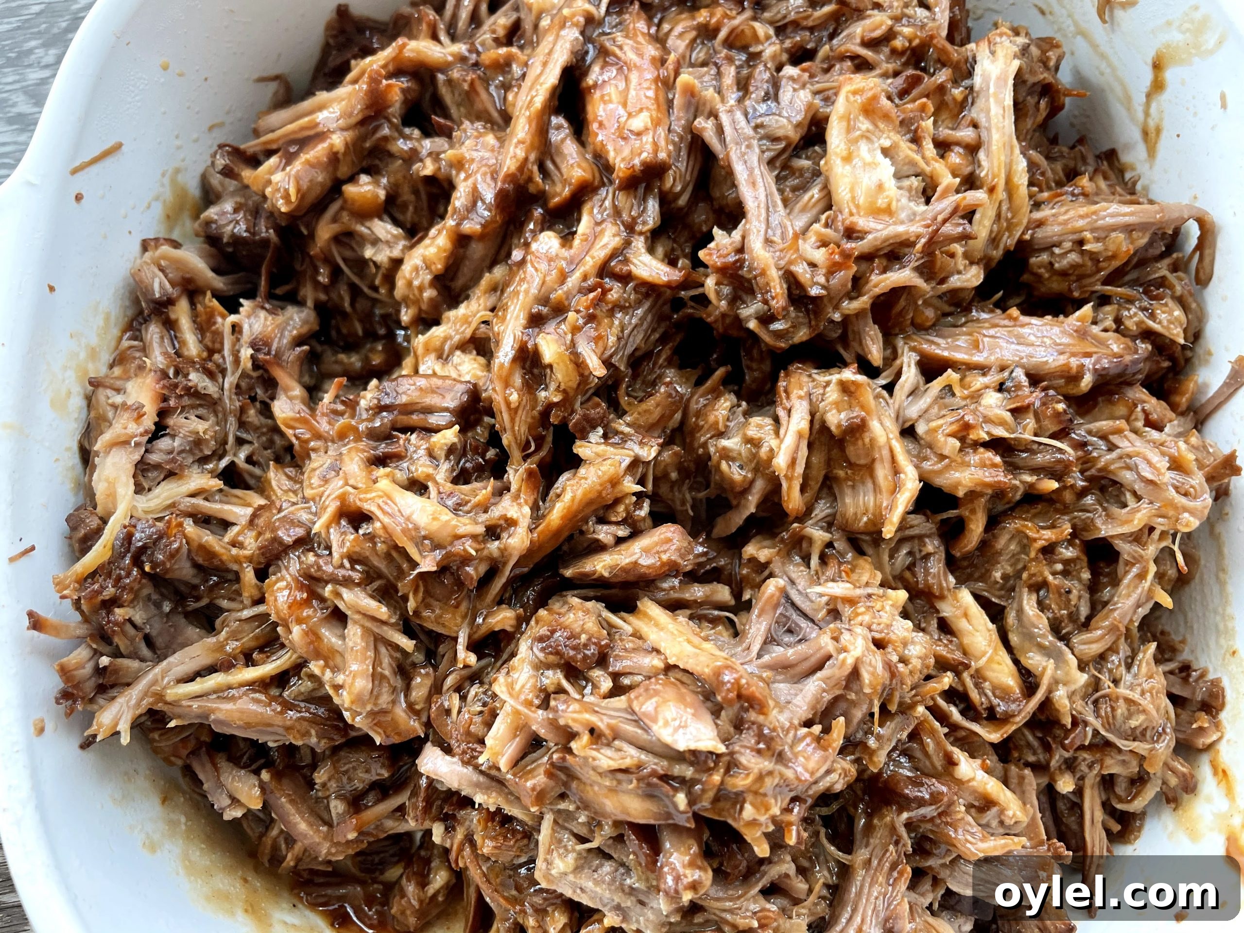 Pulled pork on serving dish