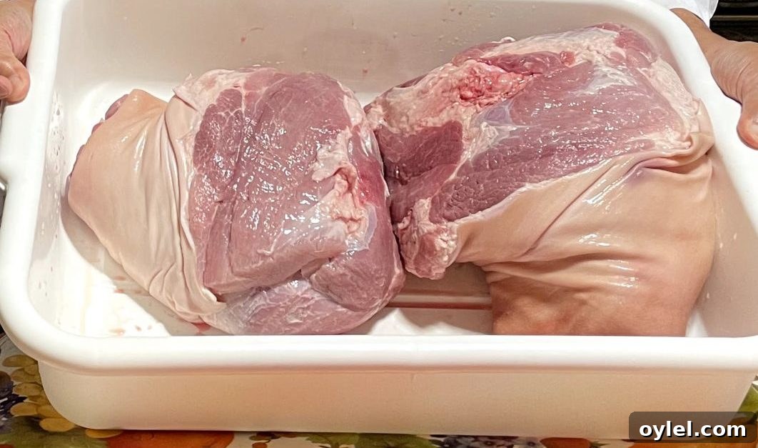 Pork shoulder roast with skin