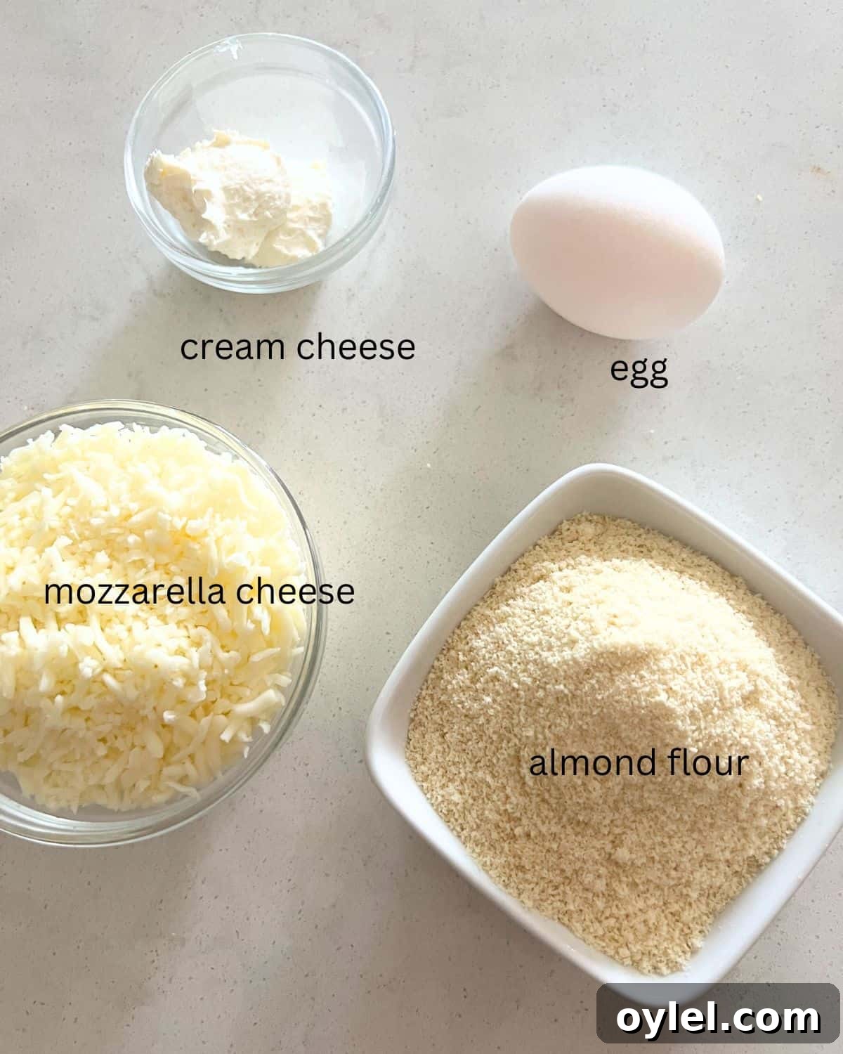 Ingredients needed for Fat Head Dough.