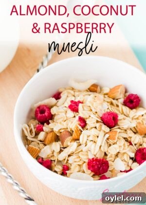Almond, coconut and raspberry muesli