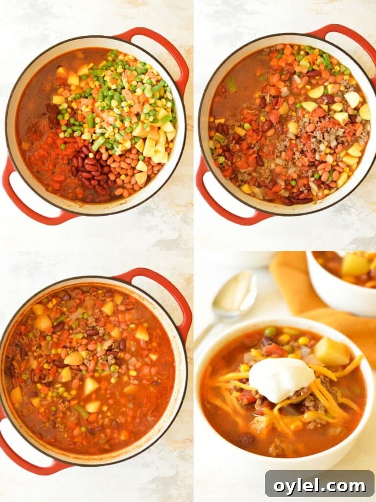 ladling cowboy soup into bowls