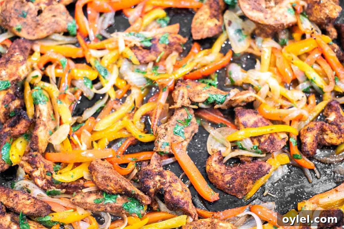 Sheet Pan Chicken Fajitas Recipe with Peppers and Onions 7 Baked sheet pan chicken fajitas.