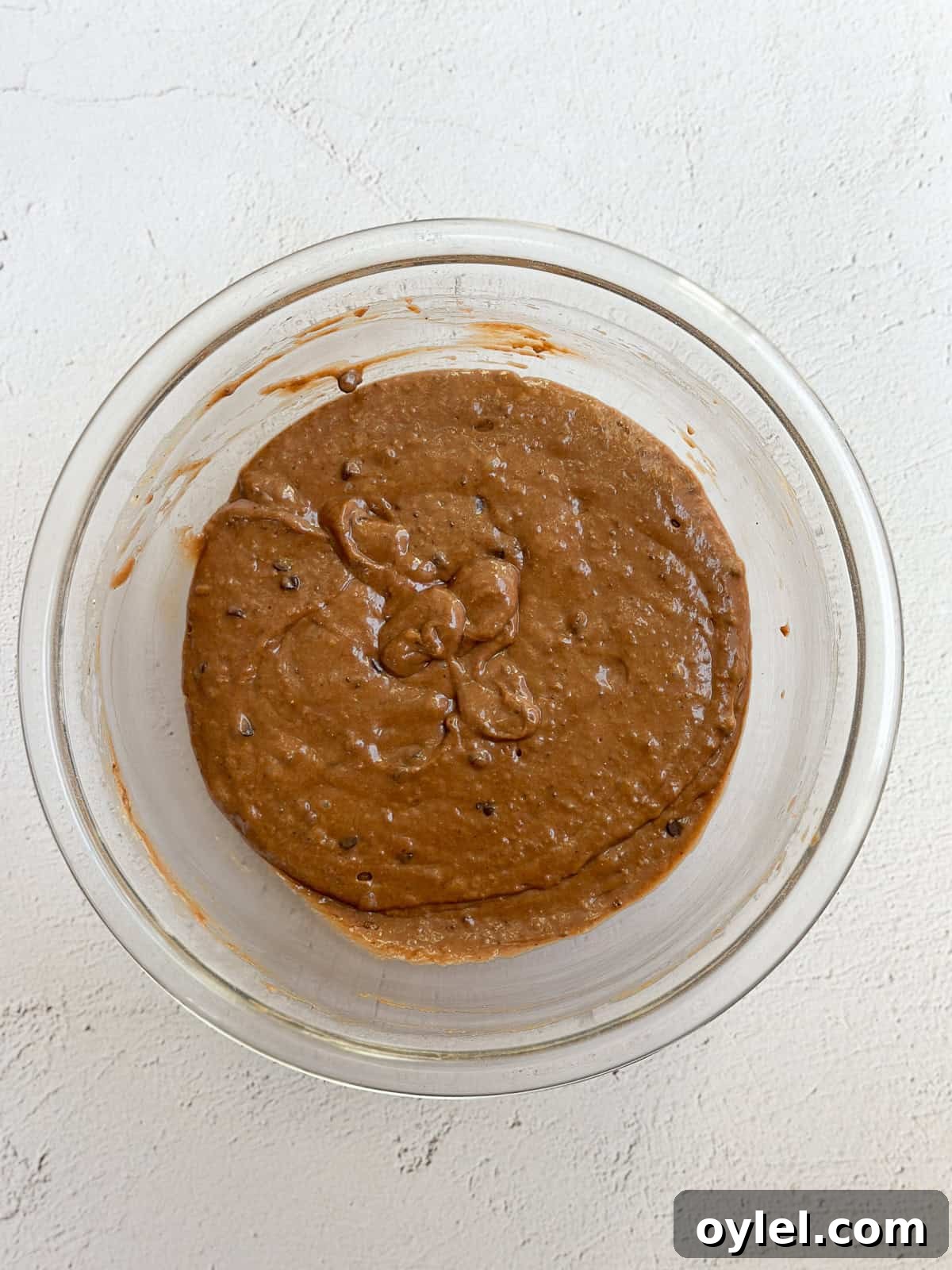 all the dry ingredients added and muffin batter ready.