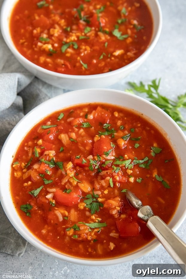 two bowls with healthy bell pepper soup with a spoon inserted 