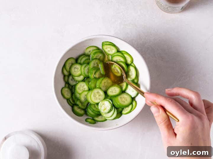Crispy Roasted Honey-Lime Chicken Thighs 11 Sliced cucumbers tossed in rice vinegar, sugar, and salt for quick pickled cucumbers