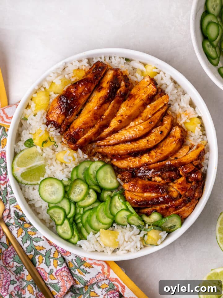 Crispy Roasted Honey-Lime Chicken Thighs 14 Roasted lime honey chicken thighs served over pineapple coconut rice with quick-pickled cucumbers and fresh lime wedges