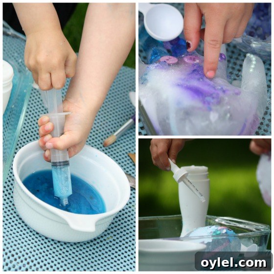 Melt Elsa's Frozen Hands: Preschool Sensory Science Experiment 6 kids melting ice with salt water