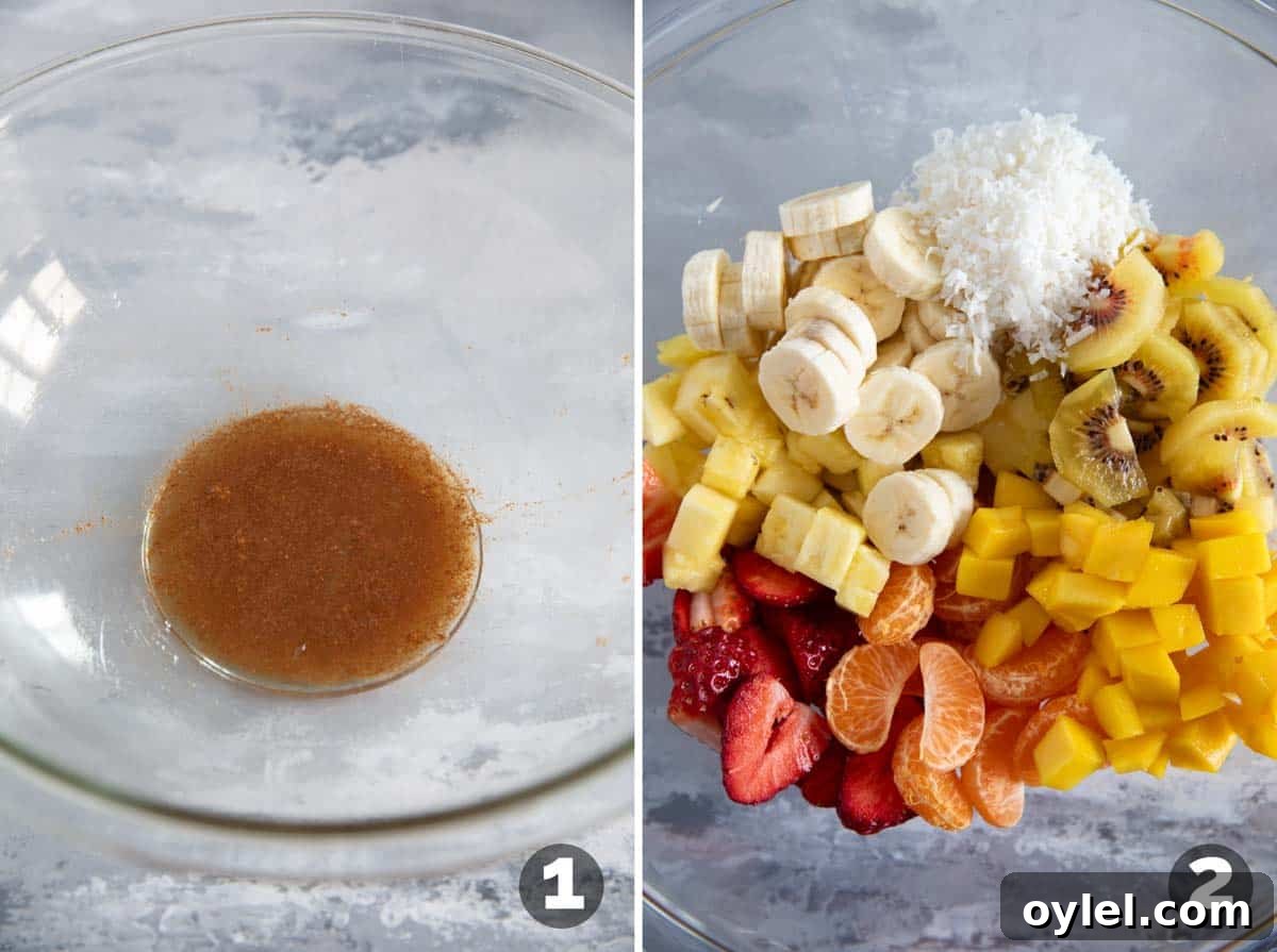 Steps to make Tropical Fruit Salad.