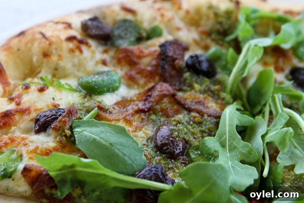 Fava Pesto Pizza with Fresh Favas, Black Olives and Taleggio 5 favapizza6