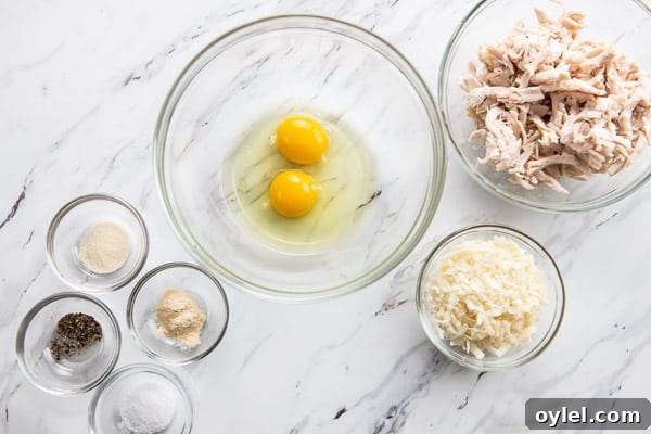 Chicken crust ingredients in bowls