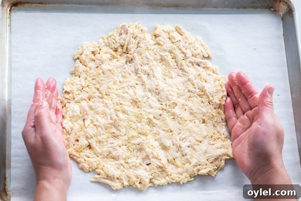 Forming pizza crust with chicken mixture