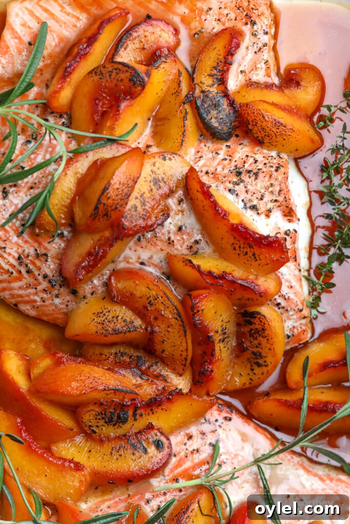 Brown Sugar Peach Glazed Salmon Recipe 2 Brown Sugar Peach Salmon with fresh herbs