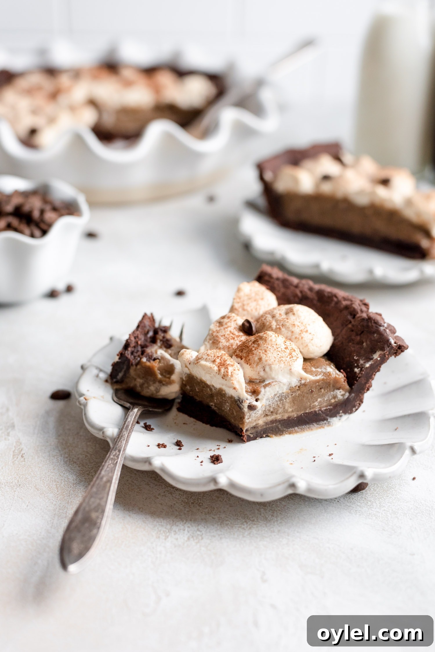 coffee cream pie slices on plates