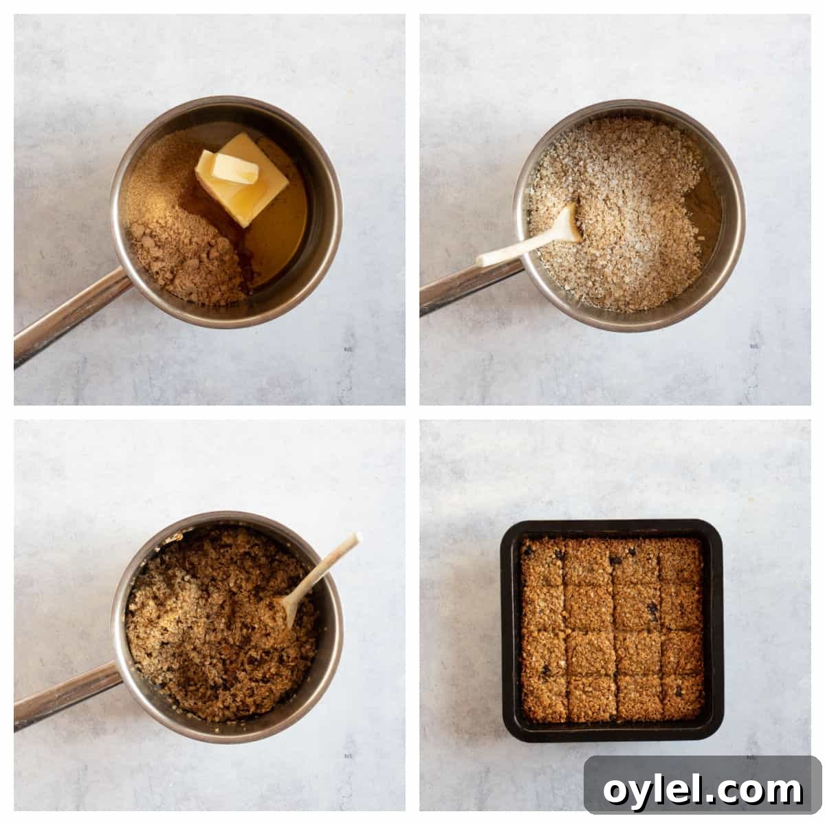 Step by step photo instructions for making mincemeat flapjacks.
