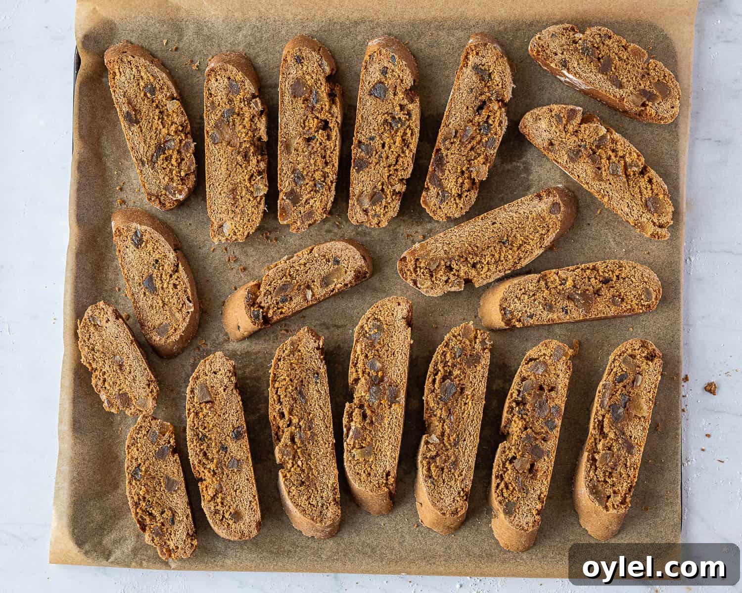Step 6, the biscotti on a baking tray.