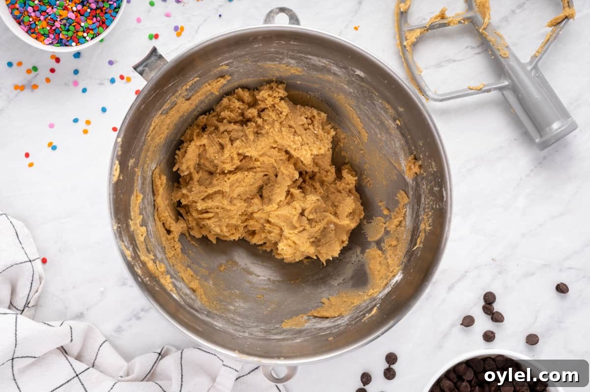 How to Make a Chocolate Chip Cookie Cake 20 cookie cake cookie dough without chocolate chips in a metal bowl