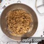How to Make a Chocolate Chip Cookie Cake 7 creamed butter and sugars in a metal bowl