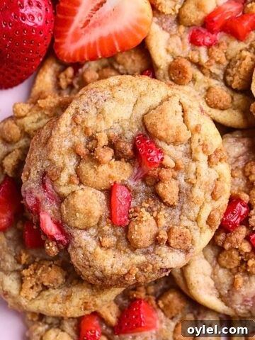Strawberry shortcake cookies arranged on a platter.