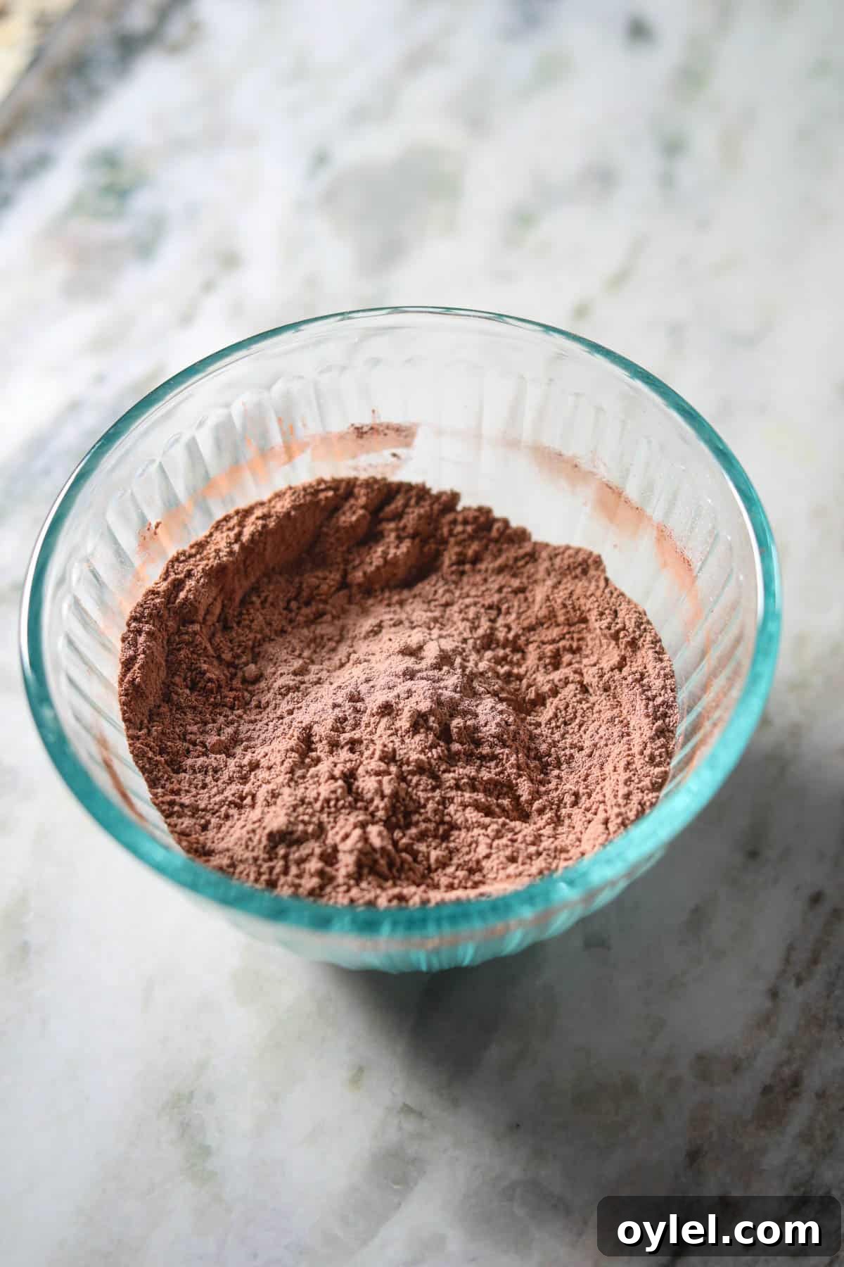 Dry ingredients for making peppermint bark cookies in a bowl.