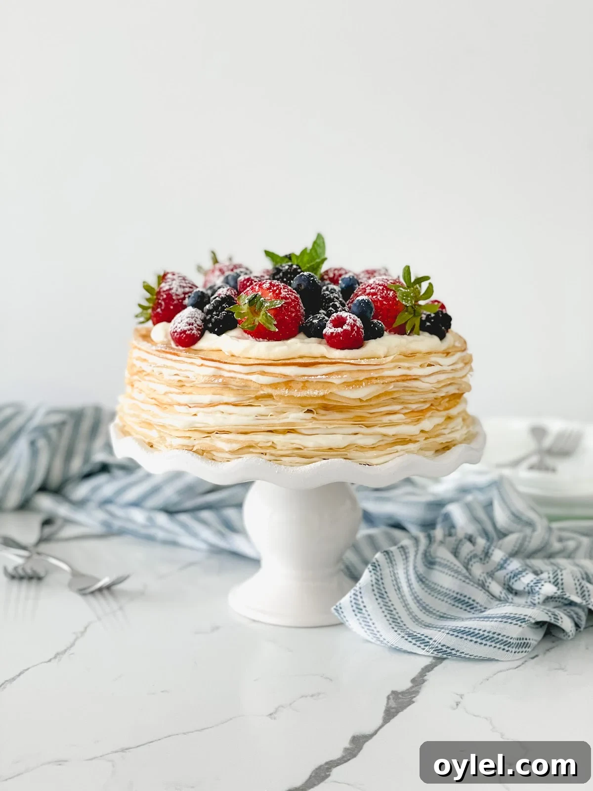 Chantilly Cream Crepe Cake Recipe 2 Chantilly crepe cake topped with fresh berries