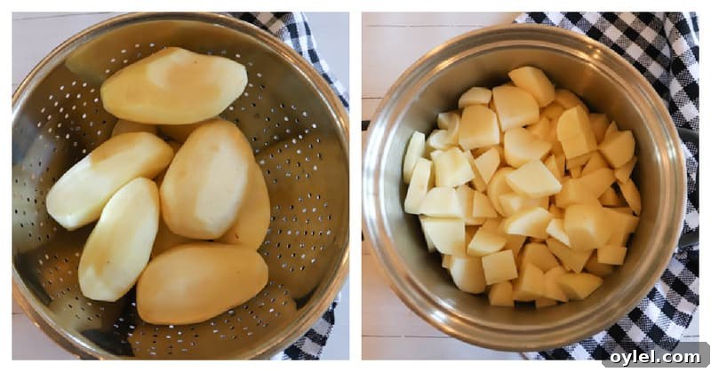 potatoes peeled and place in a pot