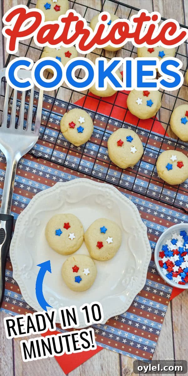 Patriotic Cookies are a super easy and festive sugar cookie recipe to make on Memorial Day or 4th of July. A few simple ingredients and ready in 10 minutes.