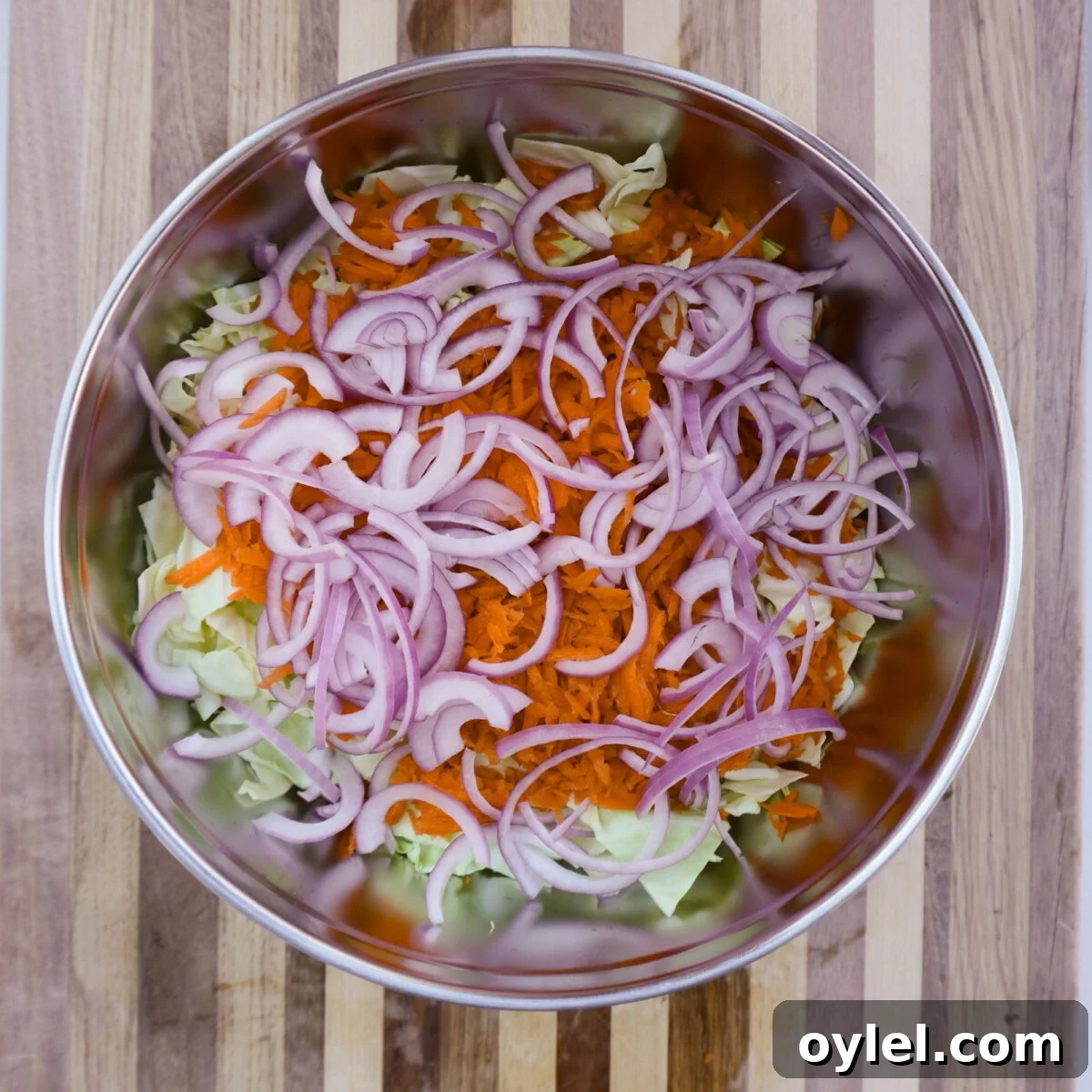 Ground Beef Egg Roll Bowl Recipe 3 veggies prepped for egg roll recipe.