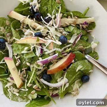 a salad with spinach and blueberries
